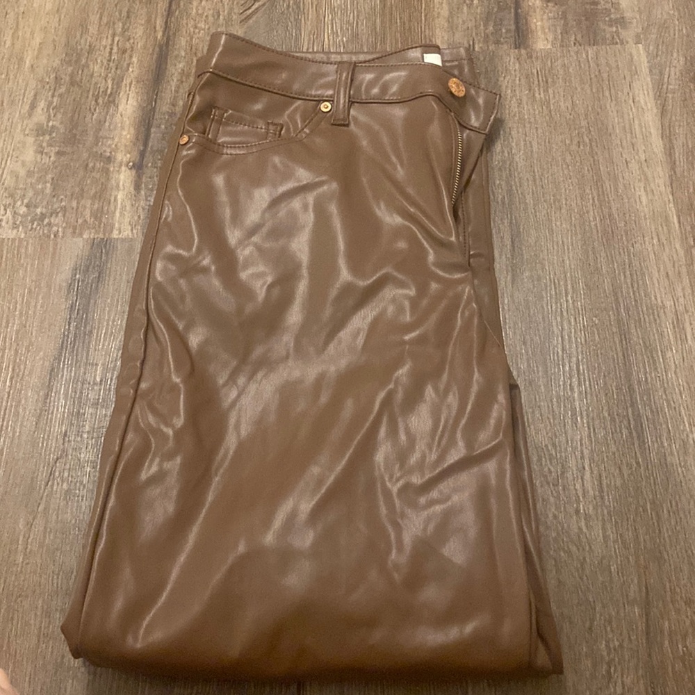 Faux leather brown pants